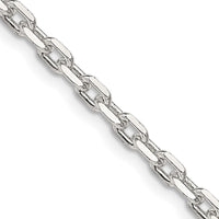 Sterling Silver 3.25mm Beveled Oval Cable Chain