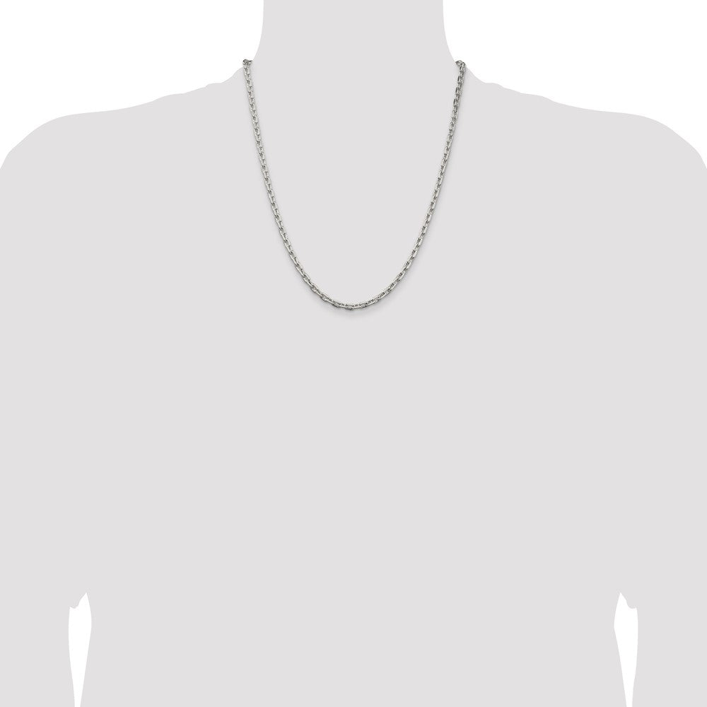 Sterling Silver 3.95mm Beveled Oval Cable Chain