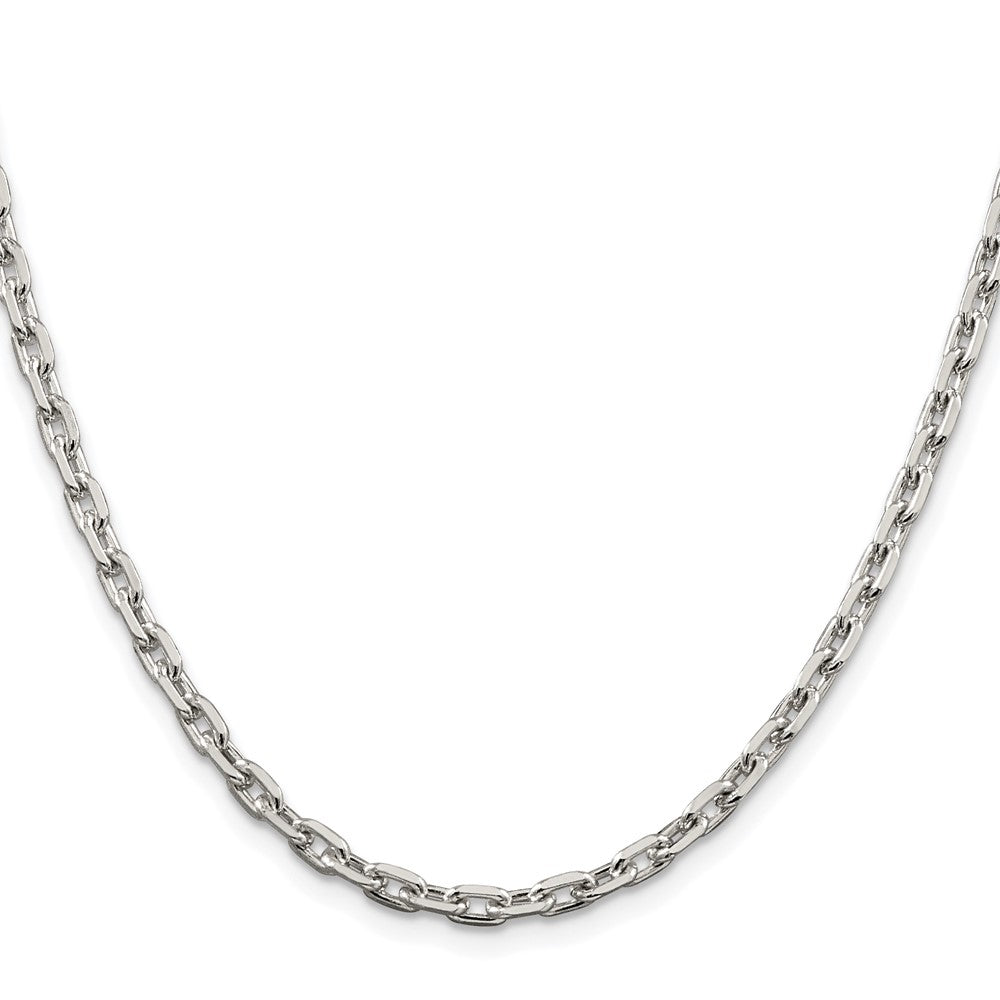 Sterling Silver Rhodium-plated 3.95mm Beveled Oval Cable Chain