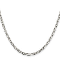 Sterling Silver Rhodium-plated 3.95mm Beveled Oval Cable Chain