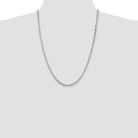 Sterling Silver Rhodium-plated 3.95mm Beveled Oval Cable Chain