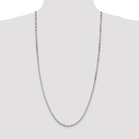 Sterling Silver Rhodium-plated 3.95mm Beveled Oval Cable Chain