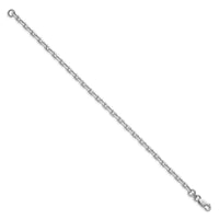 Sterling Silver Rhodium-plated 3.95mm Beveled Oval Cable Chain
