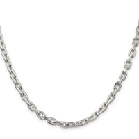 Sterling Silver 4.9mm Beveled Oval Cable Chain
