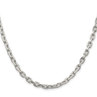 Sterling Silver Rhodium-plated 4.9mm Beveled Oval Cable Chain