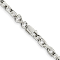 Sterling Silver Rhodium-plated 4.9mm Beveled Oval Cable Chain