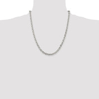 Sterling Silver Rhodium-plated 4.9mm Beveled Oval Cable Chain