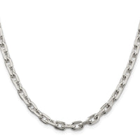 Sterling Silver Rhodium-plated 5.4mm Beveled Oval Cable Chain