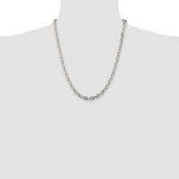 Sterling Silver Rhodium-plated 5.4mm Beveled Oval Cable Chain
