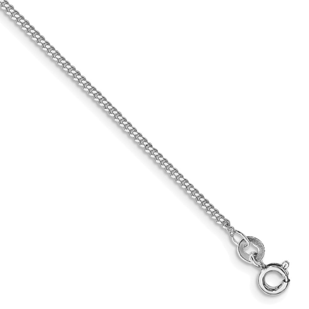 Sterling Silver Rhodium-plated 1.5mm Curb Chain Anklet