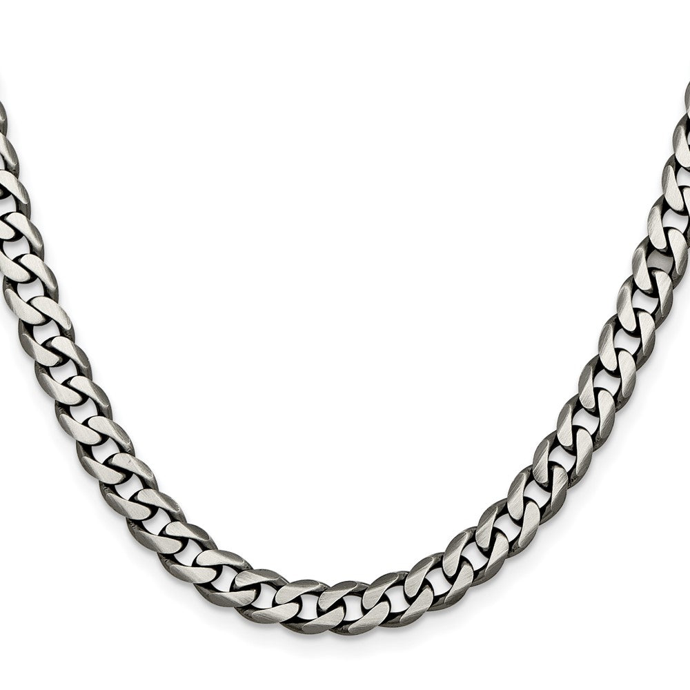 Sterling Silver Antiqued 6.5mm Curb Chain