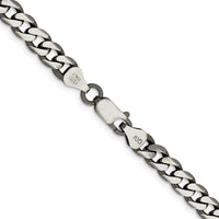 Sterling Silver Antiqued 6.5mm Curb Chain