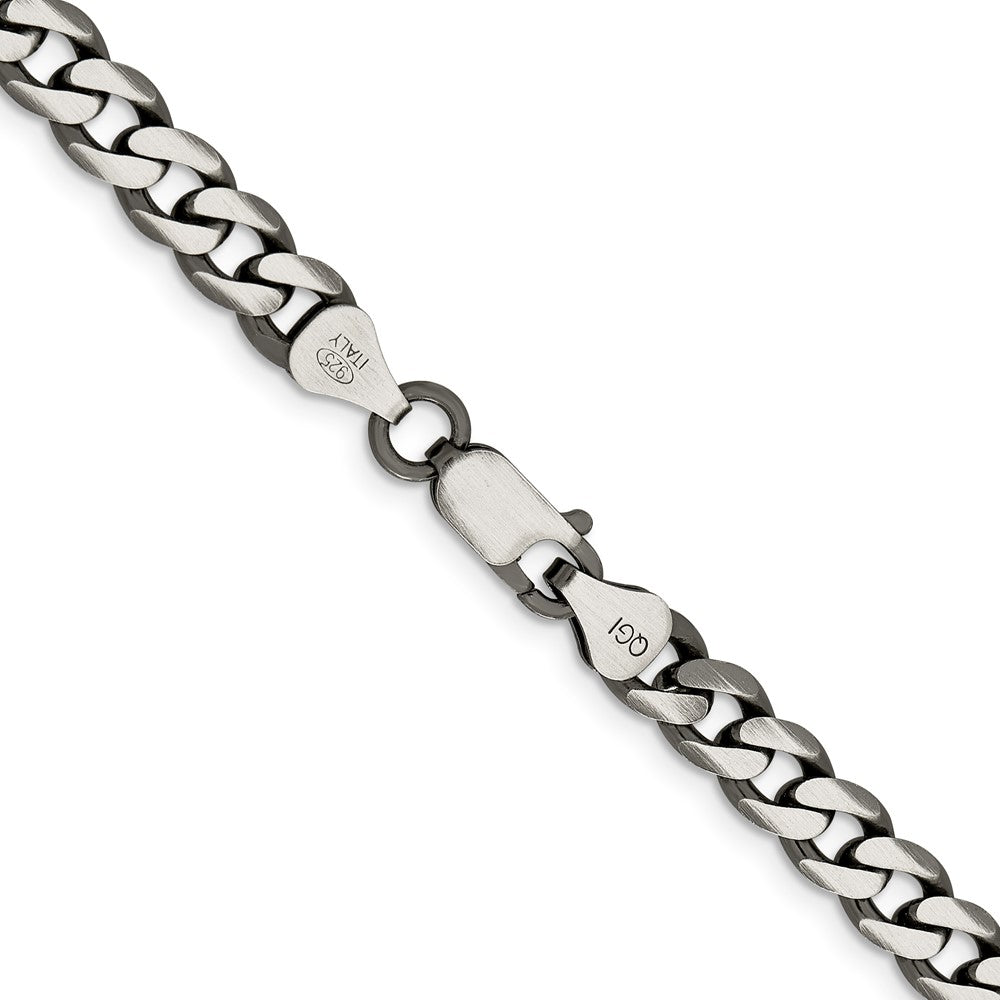 Sterling Silver Antiqued 6.5mm Curb Chain