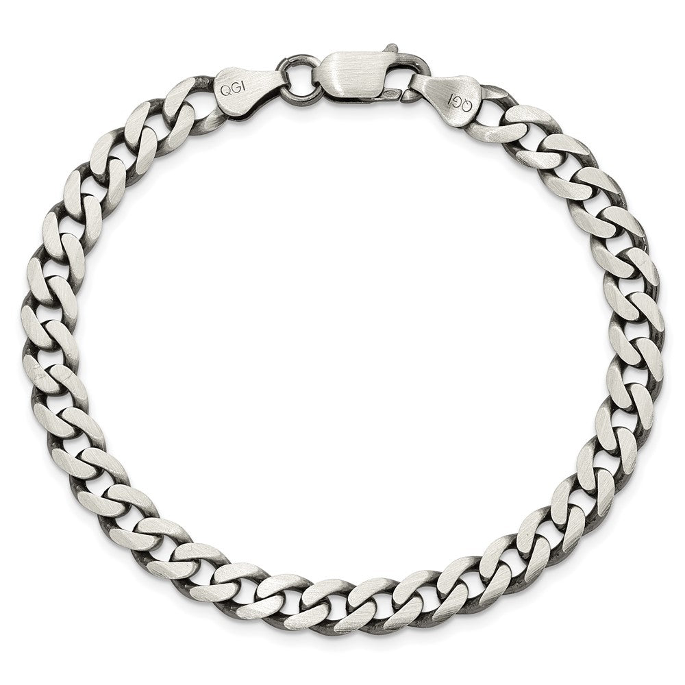 Sterling Silver Antiqued 6.5mm Curb Chain