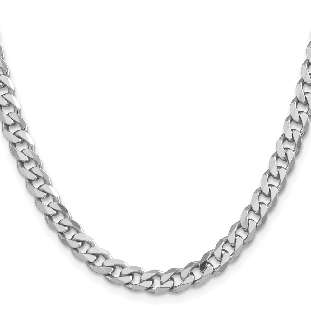 Sterling Silver Rhodium-plated 6.5mm Curb Chain