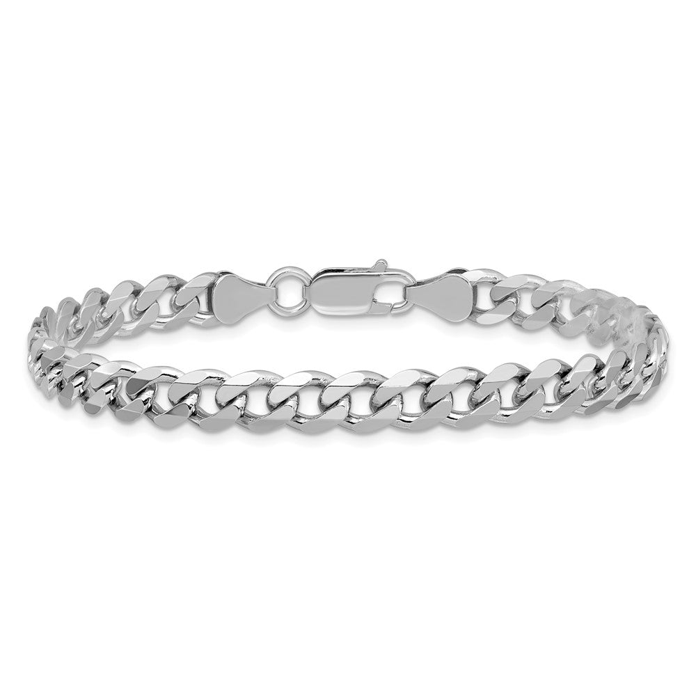 Sterling Silver Rhodium-plated 6.5mm Curb Chain