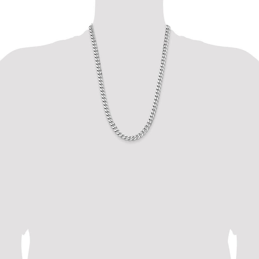 Sterling Silver Rhodium-plated 7.5mm Curb Chain