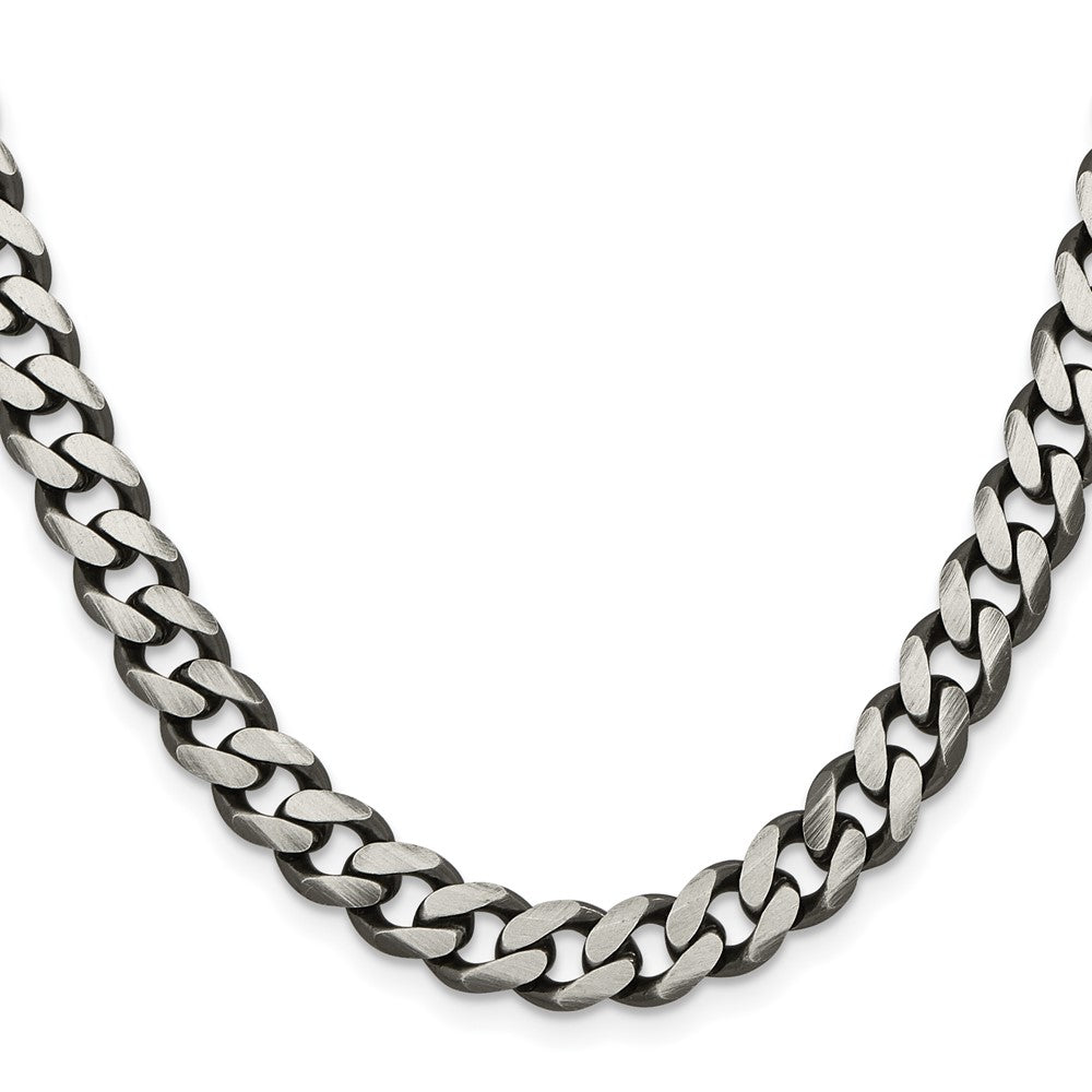 Sterling Silver Antiqued 9.3mm Curb Chain