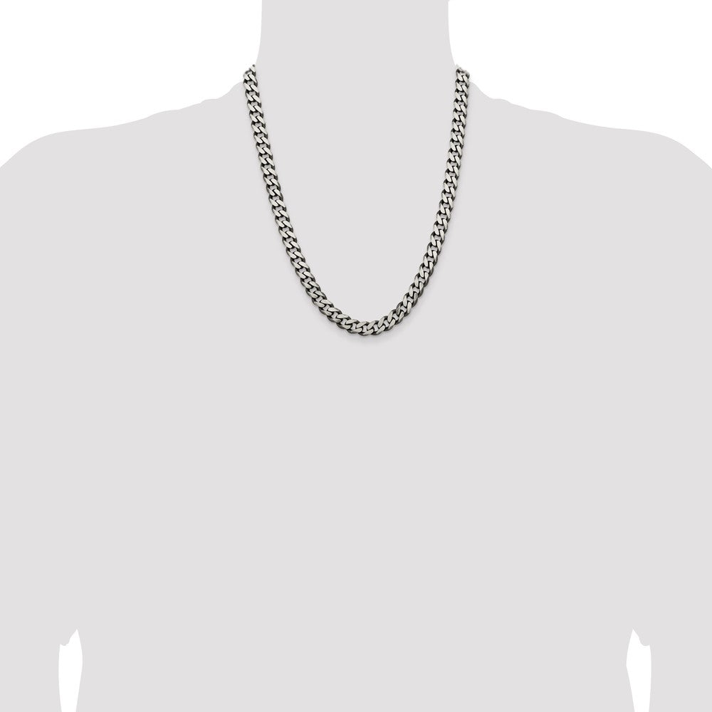 Sterling Silver Antiqued 9.3mm Curb Chain