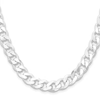 Sterling Silver Rhodium-plated 9.3mm Curb Chain