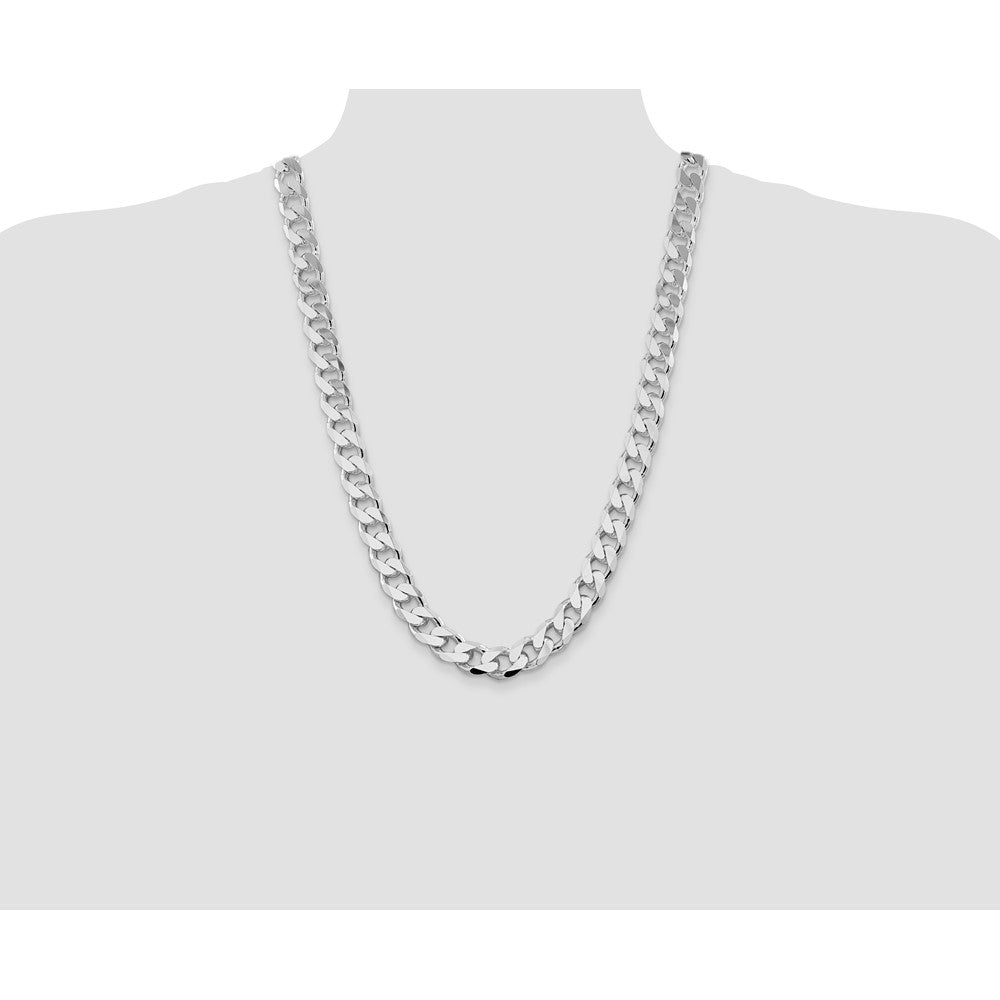 Sterling Silver Rhodium-plated 13mm Curb Chain