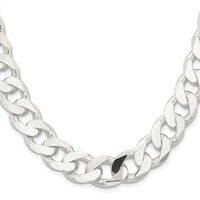 Sterling Silver Rhodium-plated 14.5mm Curb Chain