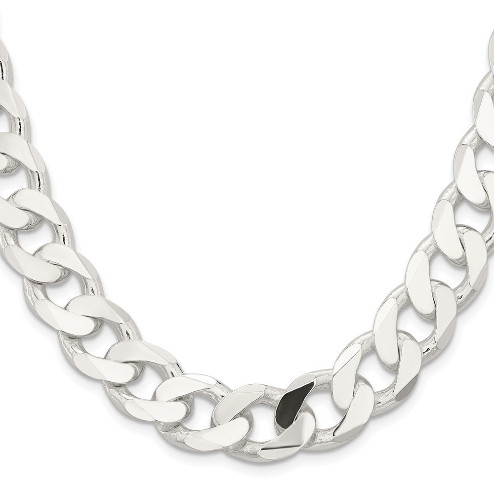 Sterling Silver Rhodium-plated 14.5mm Curb Chain