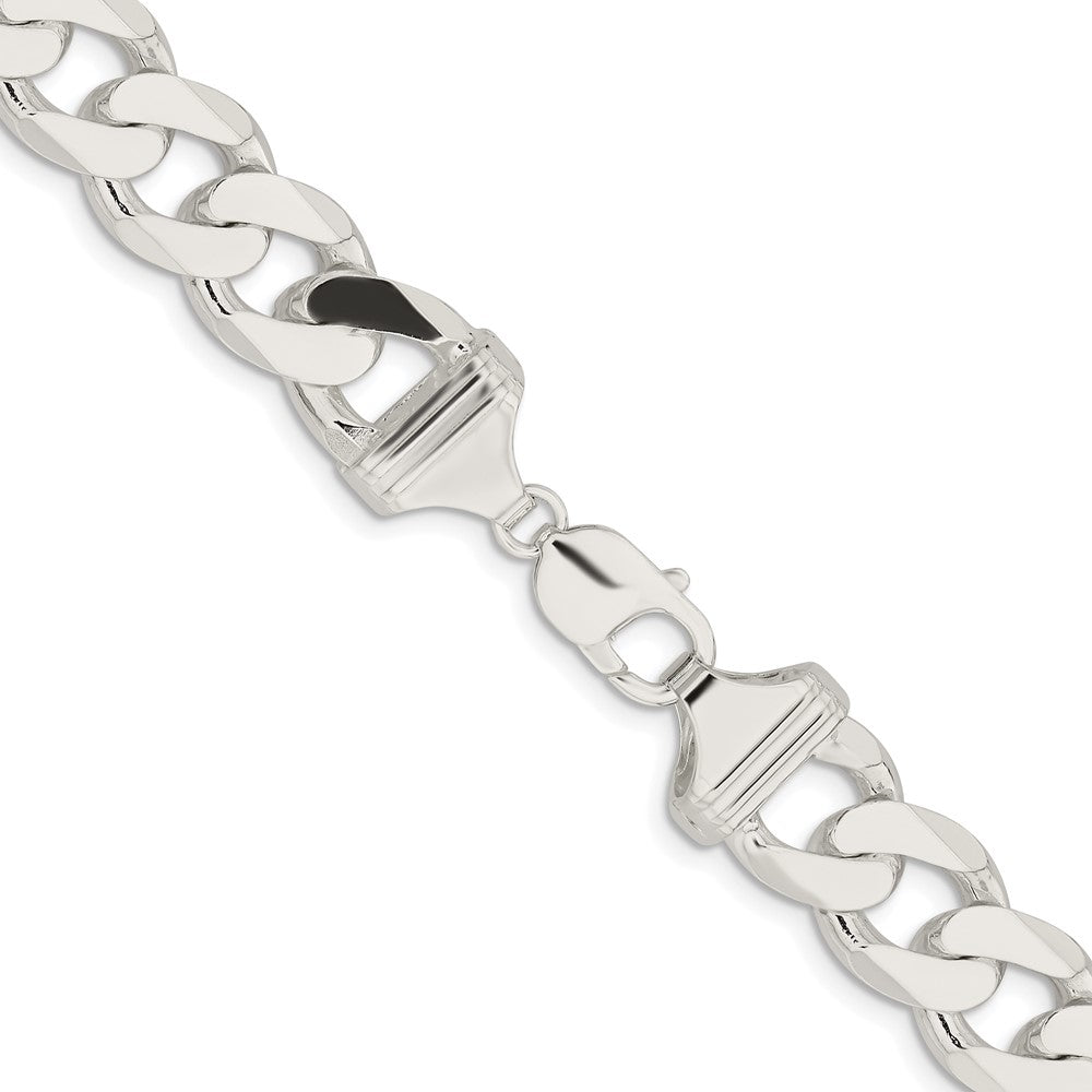 Sterling Silver Rhodium-plated 14.5mm Curb Chain