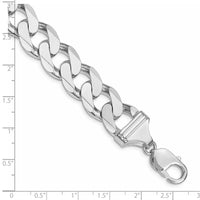 Sterling Silver Rhodium-plated 14.5mm Curb Chain