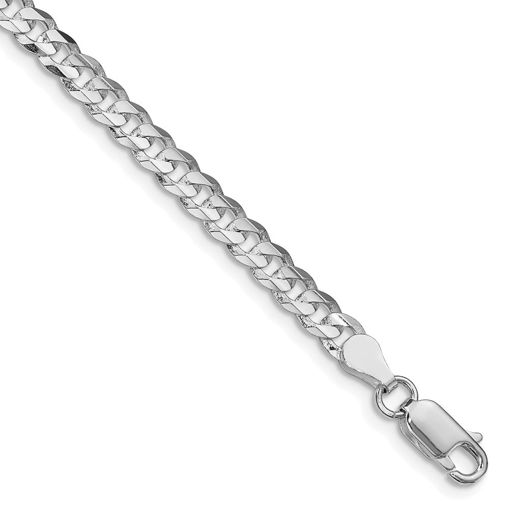 Sterling Silver Rhodium-plated 4.5mm Concave Beveled Curb Chain