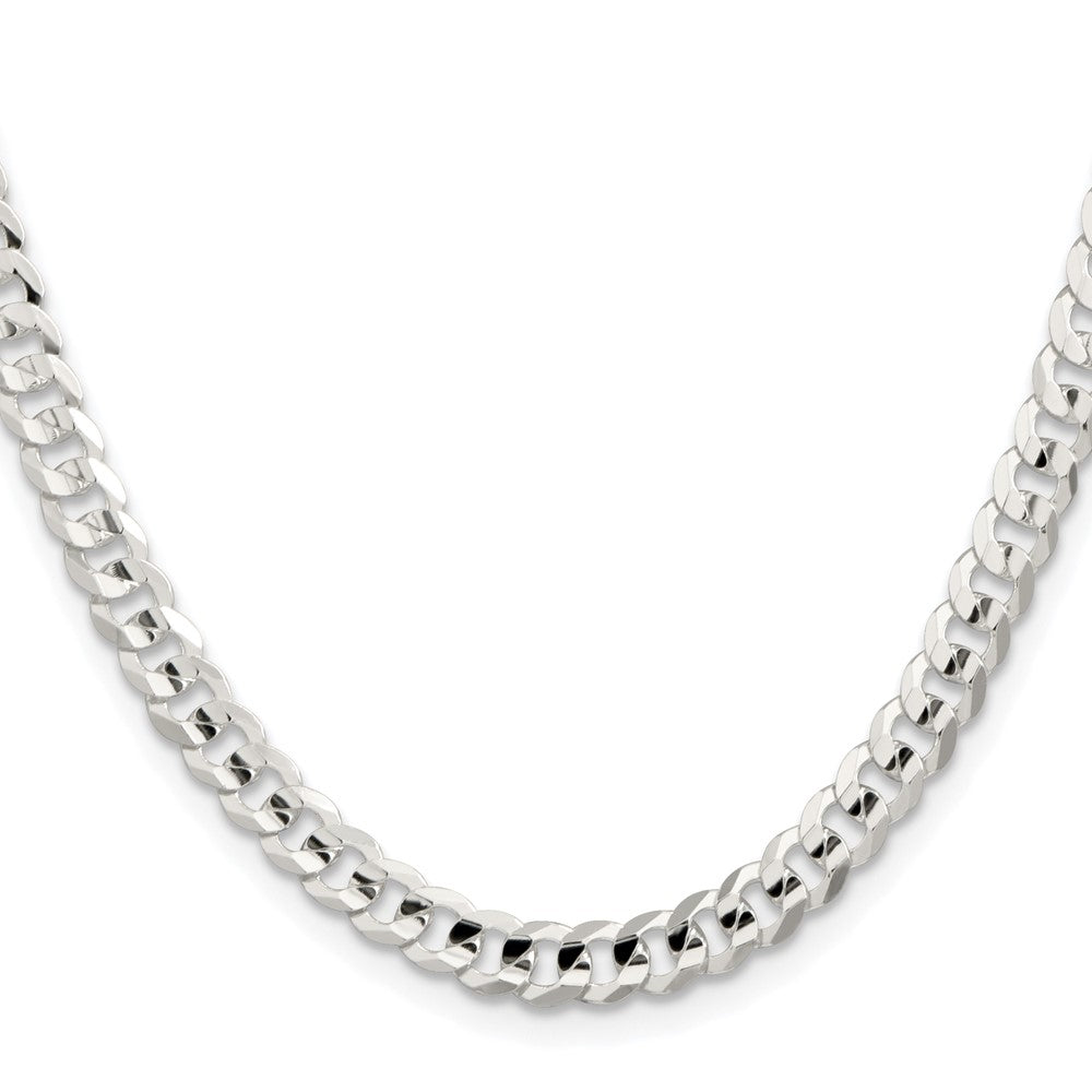 Sterling Silver Rhodium-plated 5.65mm Concave Beveled Curb Chain