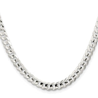 Sterling Silver Rhodium-plated 5.65mm Concave Beveled Curb Chain