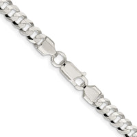 Sterling Silver Rhodium-plated 5.65mm Concave Beveled Curb Chain