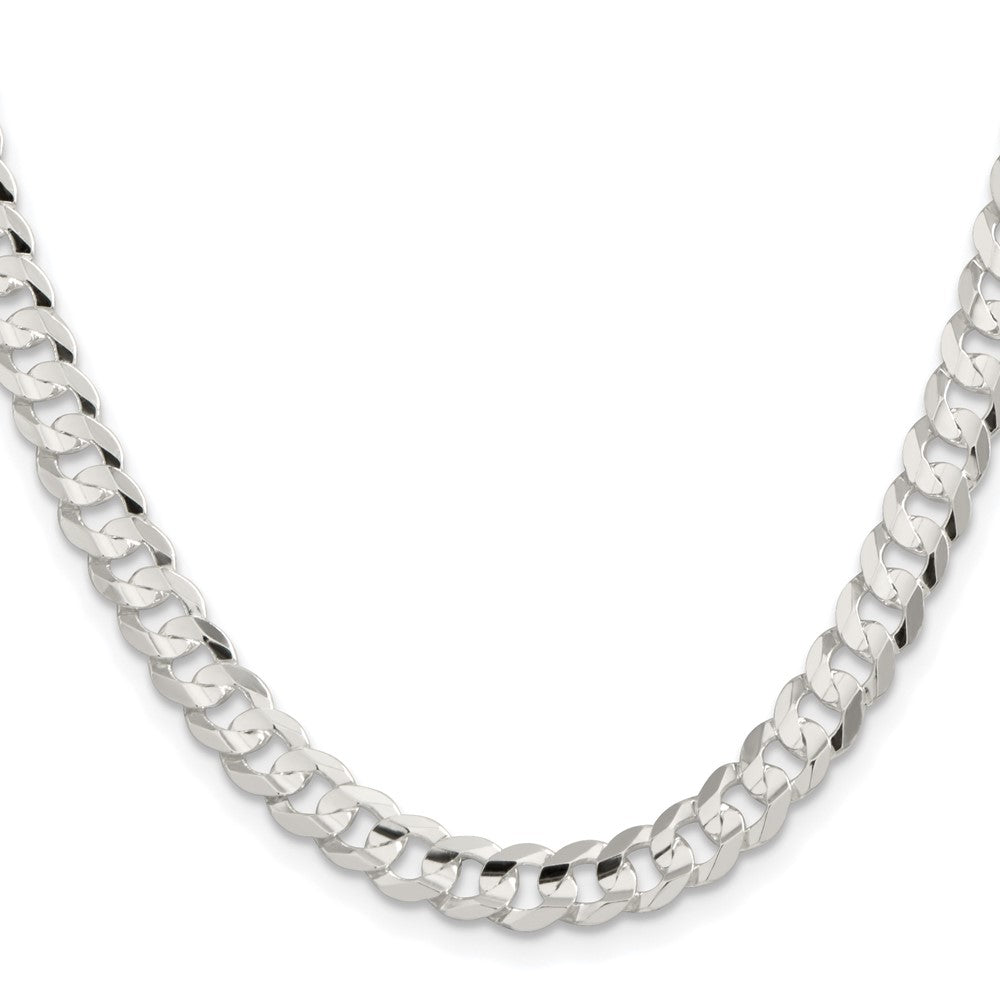 Sterling Silver Rhodium-plated 6.75mm Concave Beveled Curb Chain