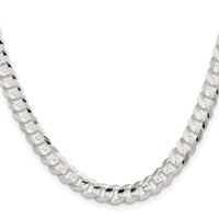 Sterling Silver Rhodium-plated 6.75mm Concave Beveled Curb Chain