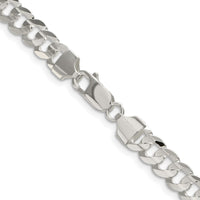 Sterling Silver Rhodium-plated 6.75mm Concave Beveled Curb Chain