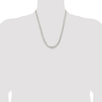 Sterling Silver Rhodium-plated 6.75mm Concave Beveled Curb Chain