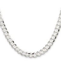 Sterling Silver 7.8mm Concave Beveled Curb Chain
