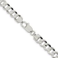 Sterling Silver 7.8mm Concave Beveled Curb Chain