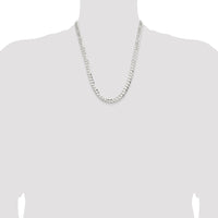 Sterling Silver 7.8mm Concave Beveled Curb Chain