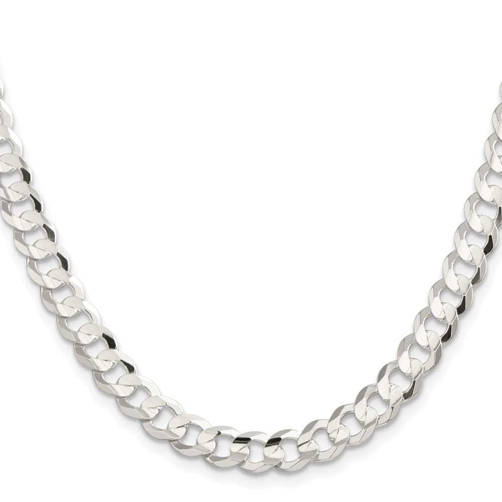 Sterling Silver Rhodium-plated 7.8mm Concave Beveled Curb Chain