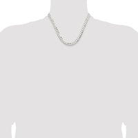 Sterling Silver Rhodium-plated 7.8mm Concave Beveled Curb Chain