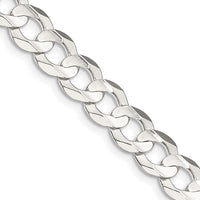 Sterling Silver 7.8mm Concave Beveled Curb Chain
