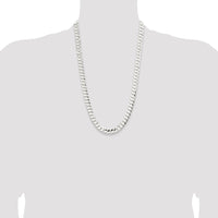 Sterling Silver 9.75mm Concave Beveled Curb Chain