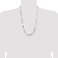 Sterling Silver Rhodium-plated 9.75mm Concave Beveled Curb Chain