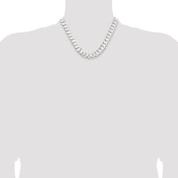 Sterling Silver 11.9mm Concave Beveled Curb Chain