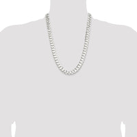 Sterling Silver 11.9mm Concave Beveled Curb Chain