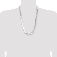 Sterling Silver 11.9mm Concave Beveled Curb Chain