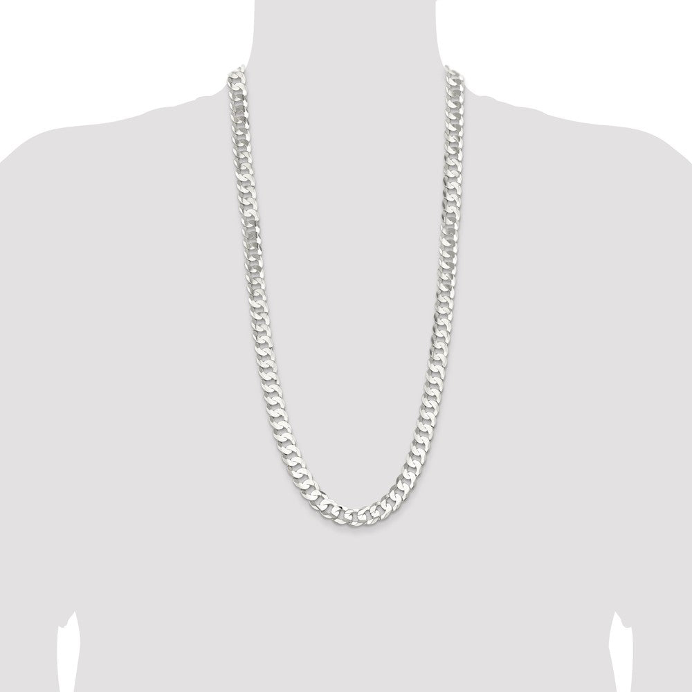 Sterling Silver 11.9mm Concave Beveled Curb Chain