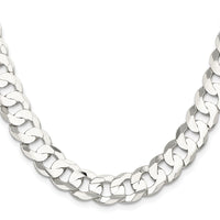 Sterling Silver Rhodium-plated 11.9mm Concave Beveled Curb Chain